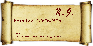 Mettler Jónás névjegykártya